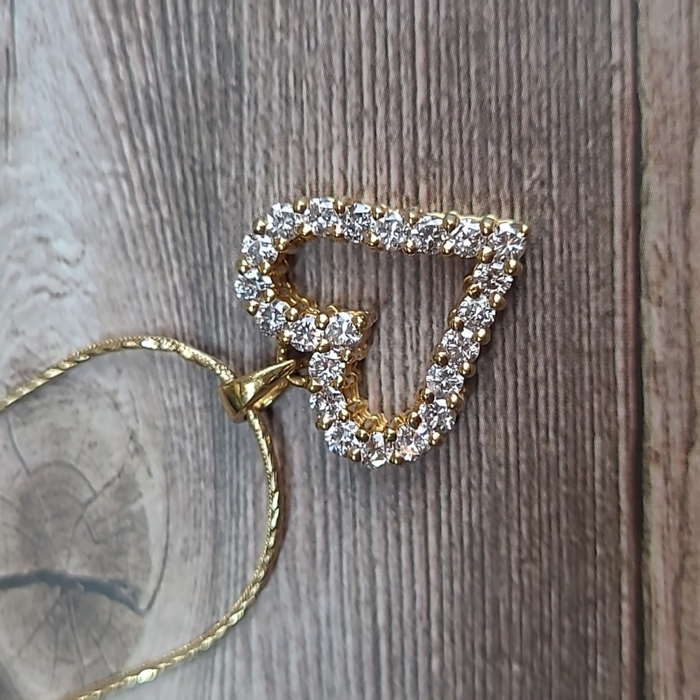 ♡VALENTINES DAY SPECIAL♡ 1CT TDW 18KT YELLOW GOLD HEART PENDANT - Picture 8 of 12